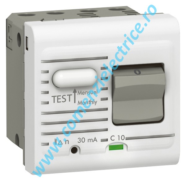 DISJUNCTOR DIFERENTIAL 1P+N 230V 16A 30MA 2 MODULE ALB LEGRAND MOSAIC
