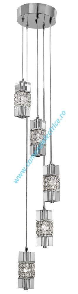 Pendul Sculptured Ice 1335-5CC crom 5x14W G4