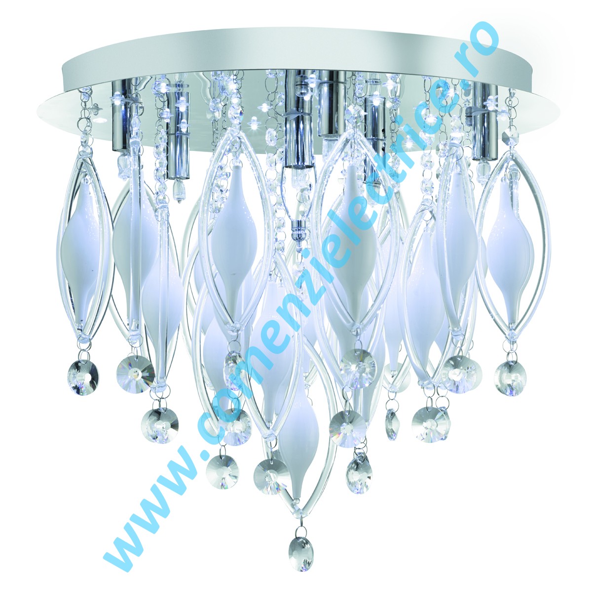 Plafoniera Spindle 2456-6CC crom LED 33W 580LM lumina alb/albastra cu telecomanda