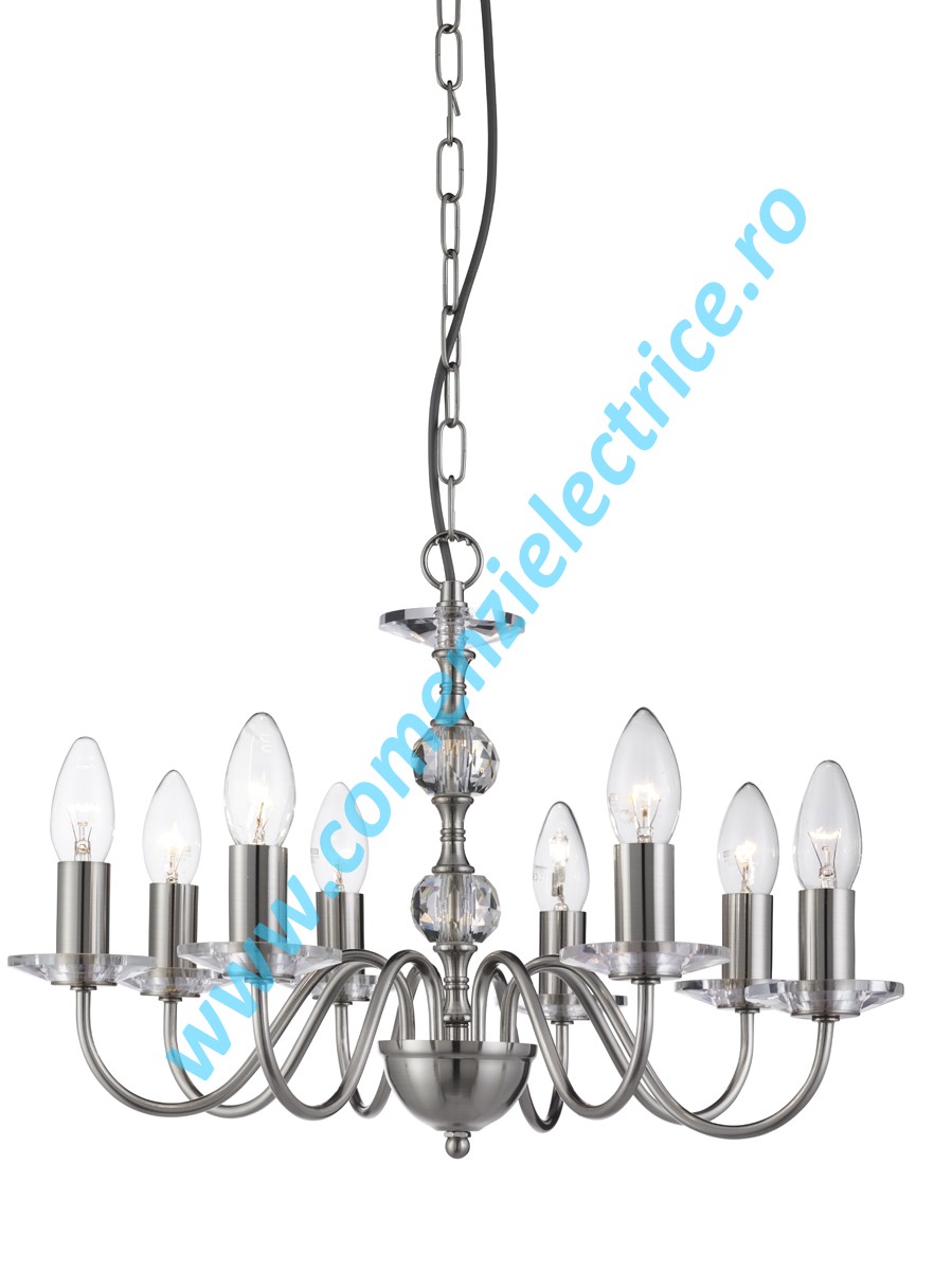 Candelabru Monarch 3458-8SS satin silver E14 8x60W