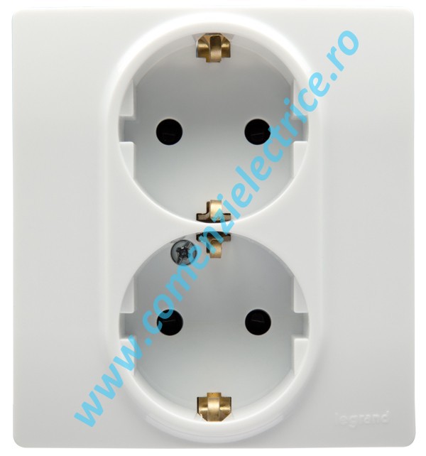 PRIZA SCHUKO 2X2P+T CONEXIUNI AUTOMATE ALB LEGRAND NILOE