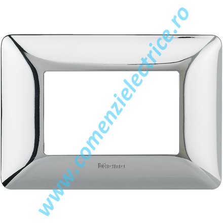 PLACA (RAMA) ORNAMENT BTICINO MATIX, 3 MODULE, CROM LUCIOS