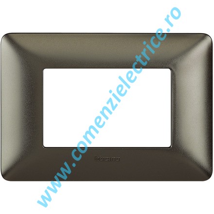 PLACA (RAMA) ORNAMENT BTICINO MATIX, 3 MODULE, NEGRU NICHEL