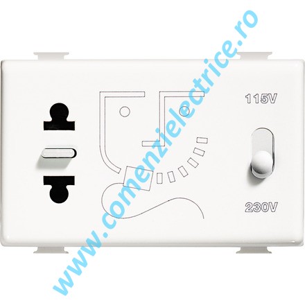 PRIZA DE RAS ANTIBACTERIANA BTICINO MATIX, 3 MODULE, ALB