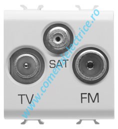 Priza TV-FM-SAT Gewiss Chorus, 2 Module, Alb