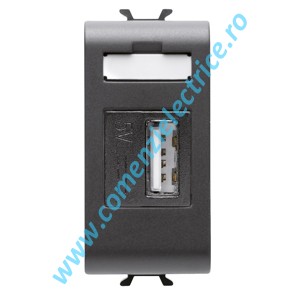 SURSA ALIMENTARE (ALIMENTATOR) USB GEWISS CHORUS, 1 MODUL, NEGRU