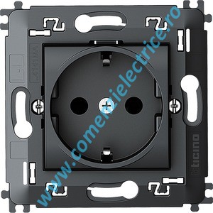 PRIZA MONOBLOC STANDARD GERMAN 2P+T BORNE AUTOMATE 2 MODULE 16A ANTRACIT LIVING LIGHT BTICINO