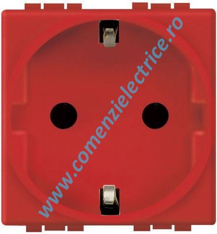 PRIZA STANDARD GERMAN 2P+T 2 MODULE 16A ROSU LIVING LIGHT BTICINO