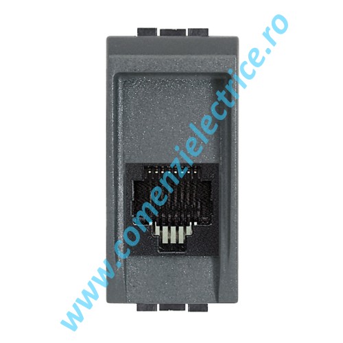 PRIZA TELEFON RJ11 CONECTOR AMP 1 MODUL ANTRACIT LIVING LIGHT BTICINO