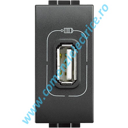 INCARCATOR USB 5V 1 MODUL ANTRACIT LIVING LIGHT BTICINO