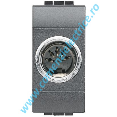 CONECTOR STANDARD TIP DIN CU 5 POLI PENTRU HI-FI 1 MODUL ANTRACIT LIVING LIGHT BTICINO