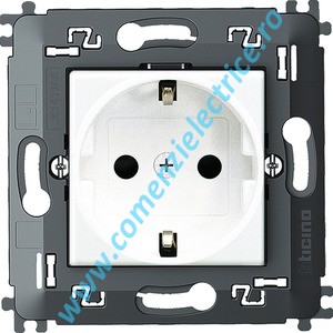 PRIZA MONOBLOC STANDARD GERMAN 2P+T BORNE AUTOMATE 2 MODULE 16A ALB LIVING LIGHT BTICINO