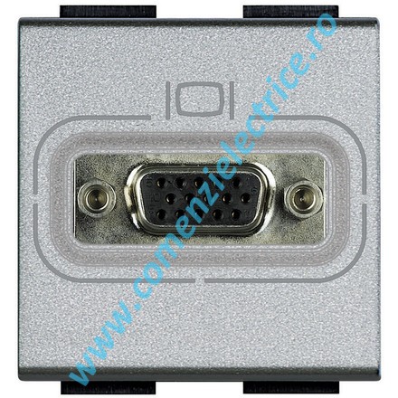 PRIZA (CONECTOR) VIDEO HD15 2 MODULE ALUMINIU LIVING LIGHT BTICINO