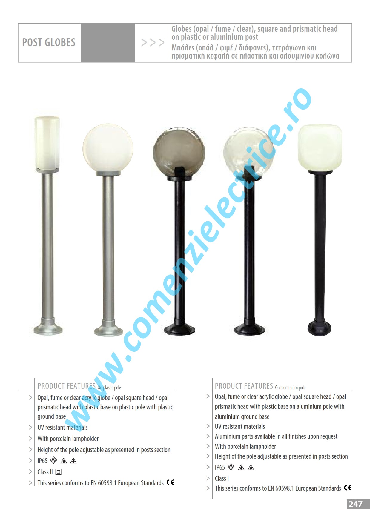 Stalp aluminiu pt globuri 37-910/150 negru 1.5 m