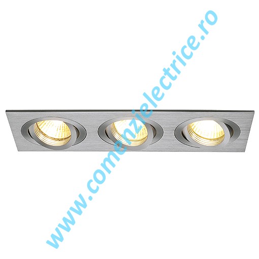 Plafoniera NEW TRIA III GU10 downlight rectangular aluminiu satinat