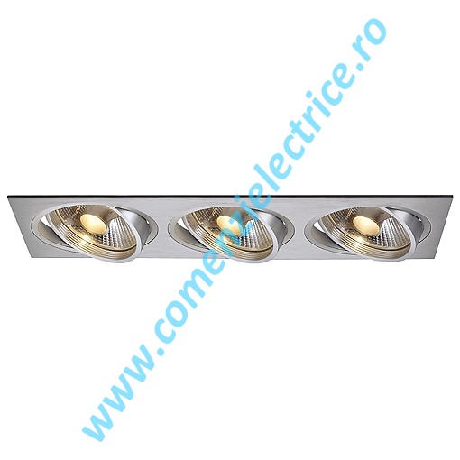 Plafoniera NEW TRIA III ES111 downlight rectangular aluminiu satinat