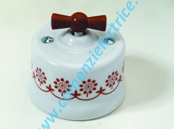 Intrerupator portelan alb decor albastru Garby Fontini